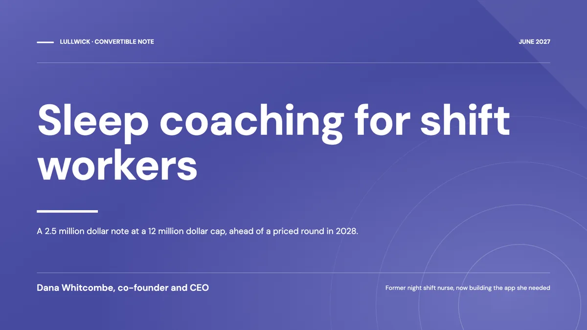 Convertible note pitch deck with the terms on one slide example