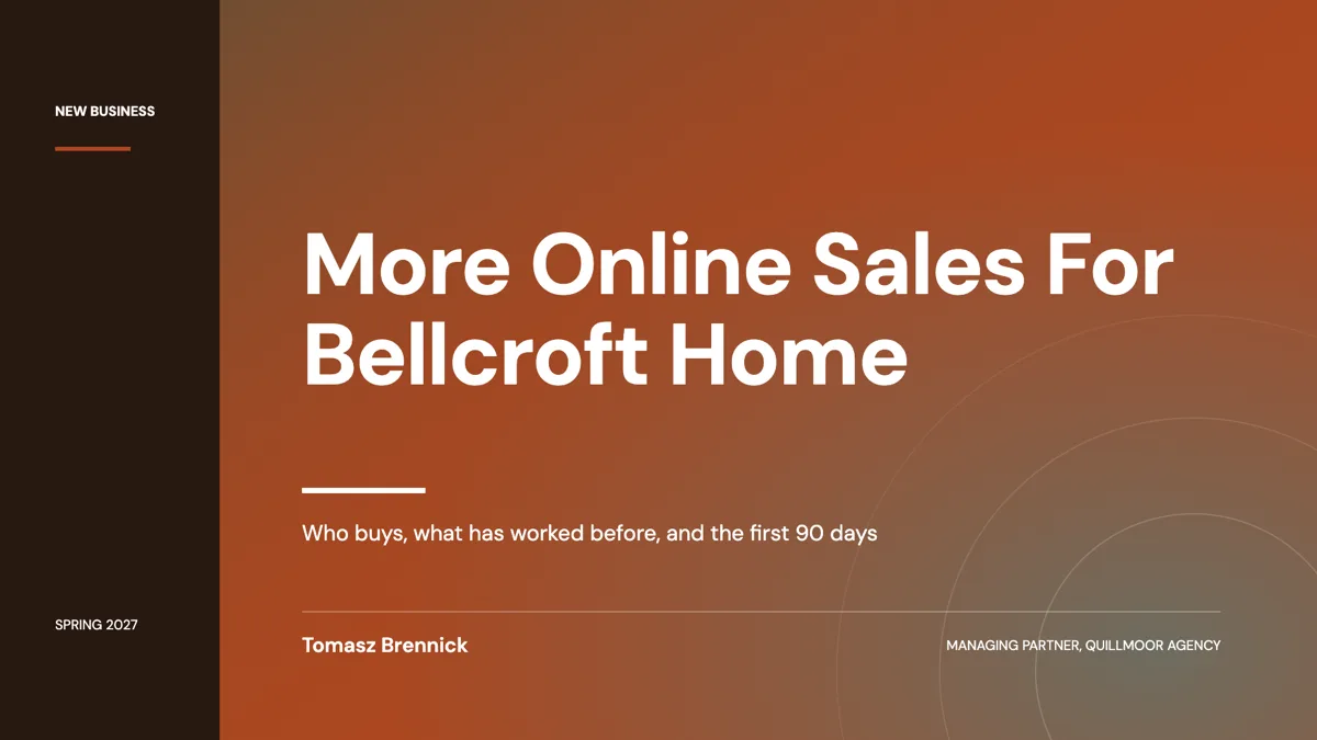 Marketing agency pitch deck for a new client example
