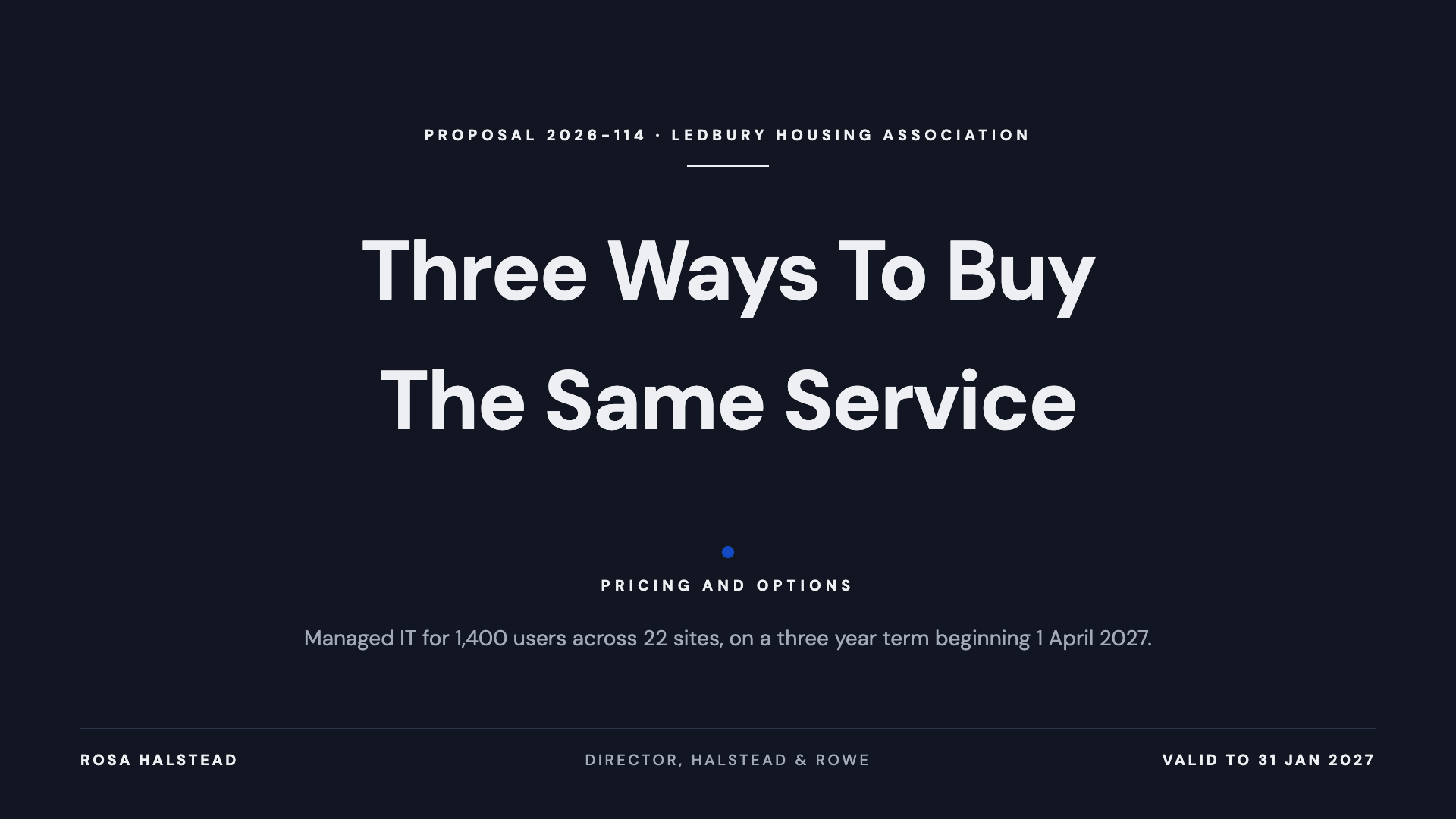 Pricing proposal deck example