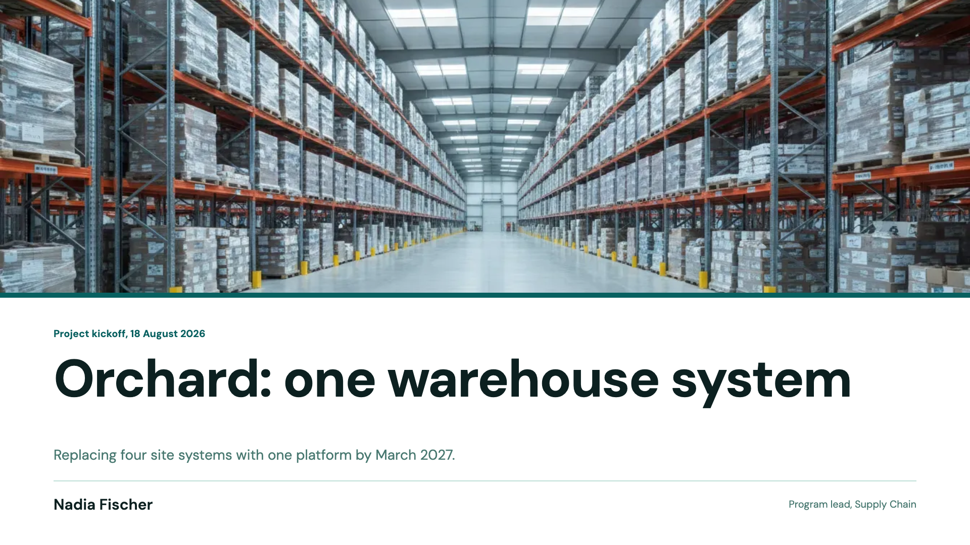 Project kickoff deck example