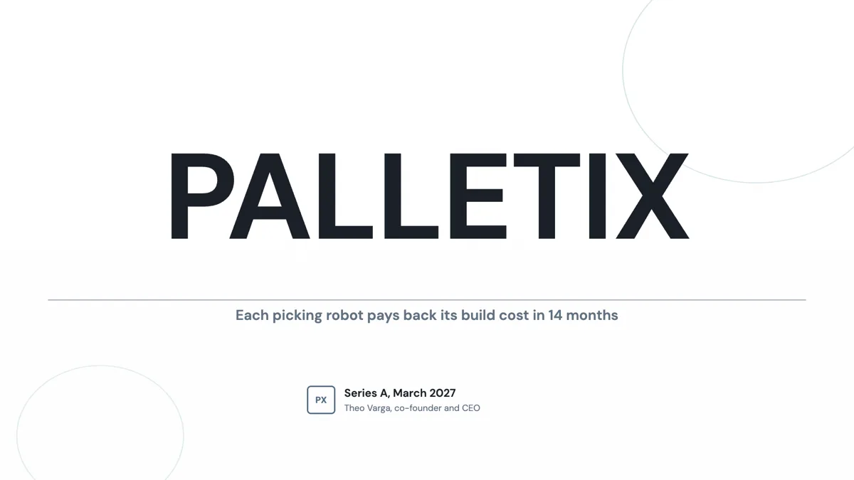 Robotics pitch deck example with the payback per robot example