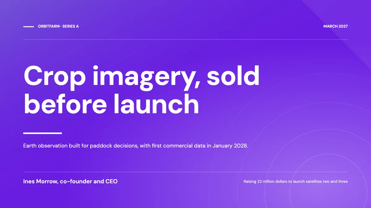 A spacetech pitch deck with a launch timeline example
