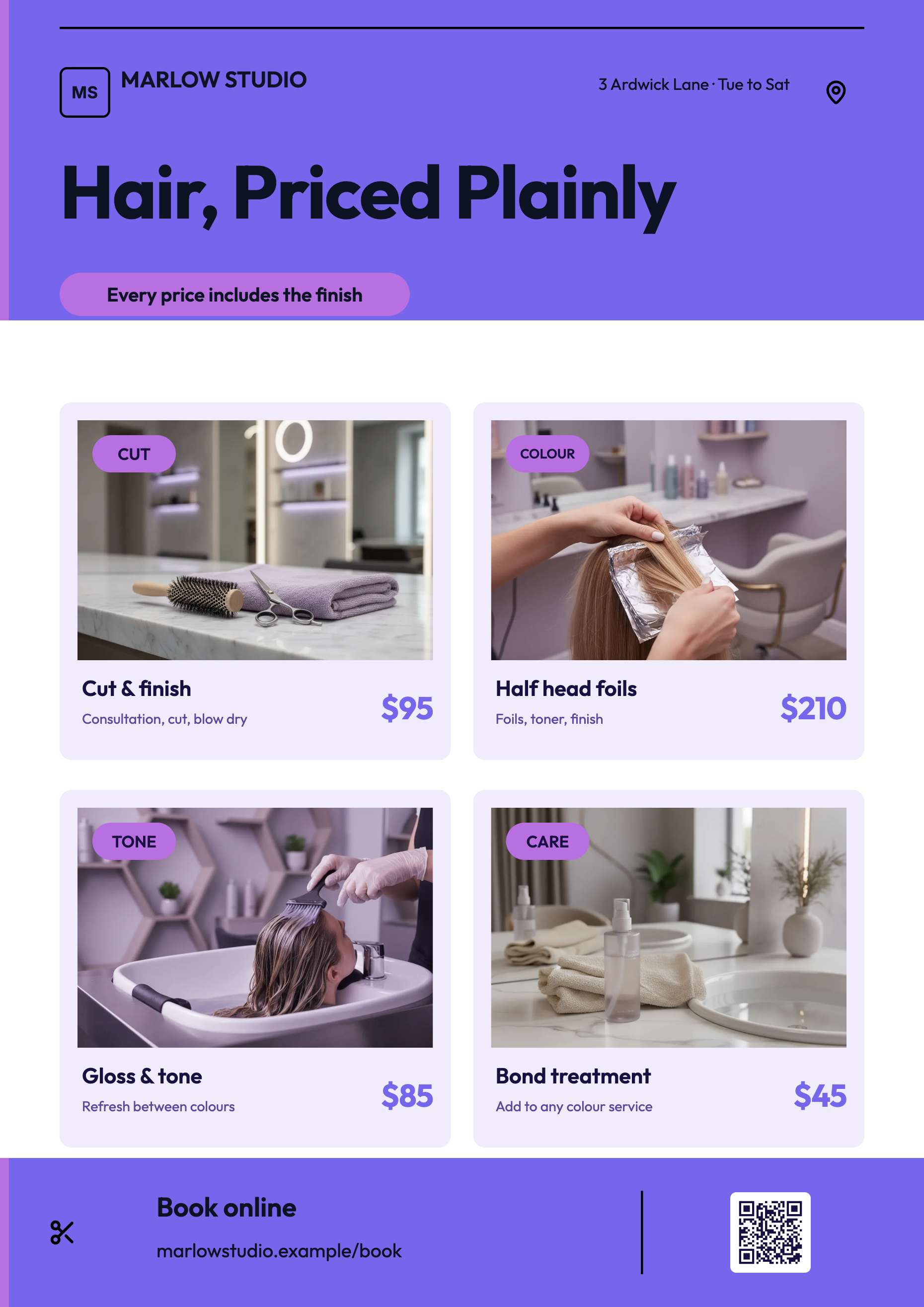 Salon price list flyer example