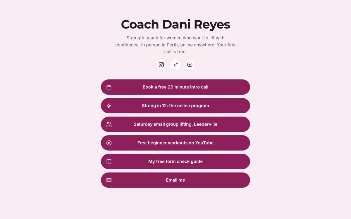 Link in bio for fitness coaches that books intro calls example