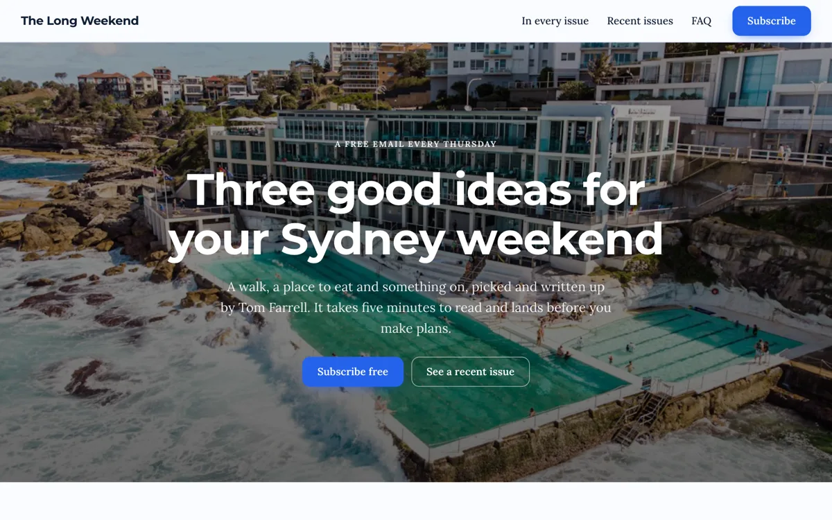 Newsletter landing page example that shows the issues example