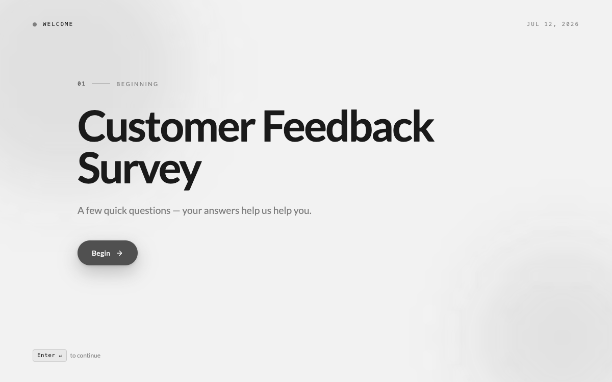 The published conversational form's welcome screen.