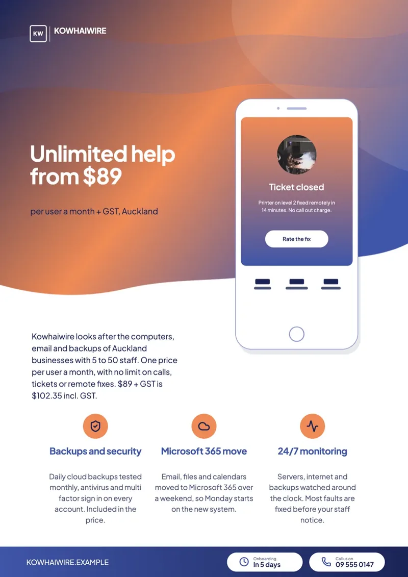 IT support example made with OneCraft
