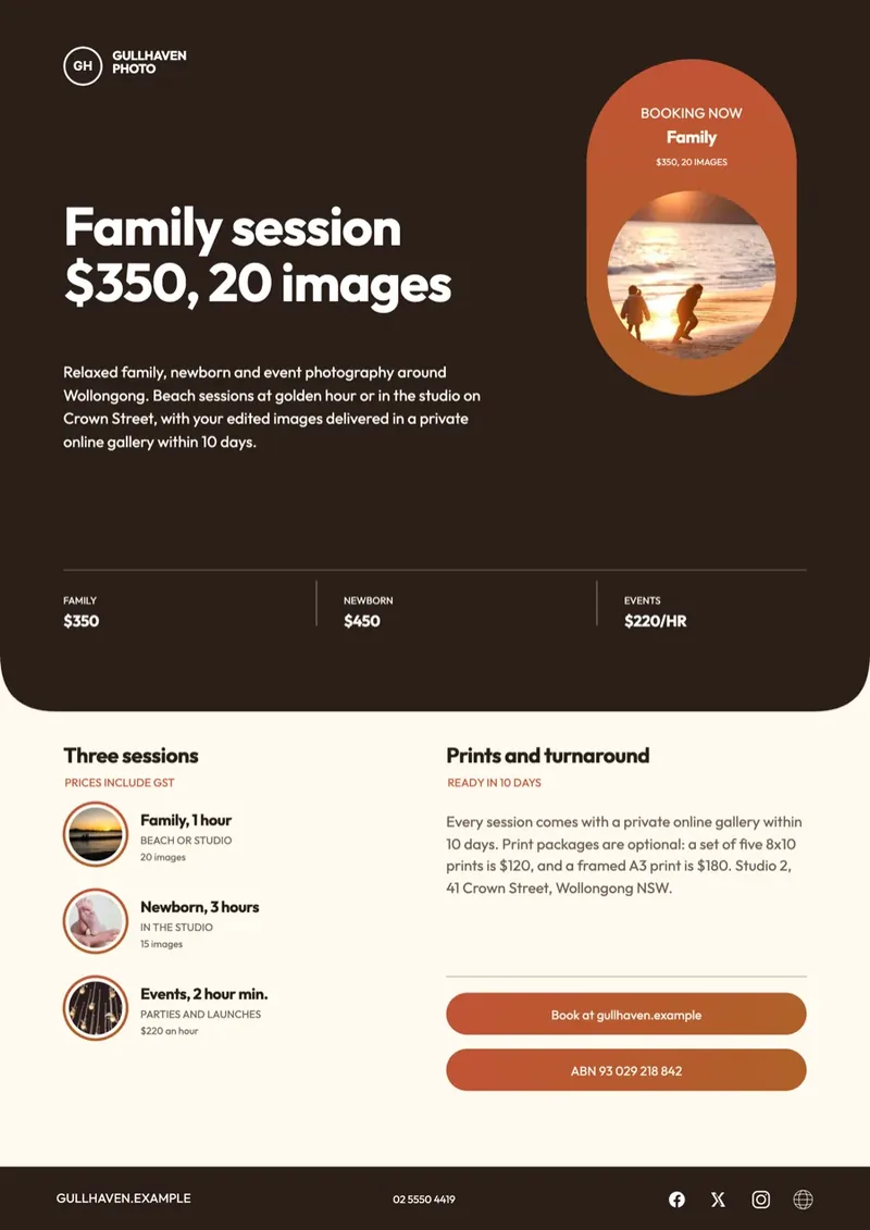 Family photo sessions example made with OneCraft