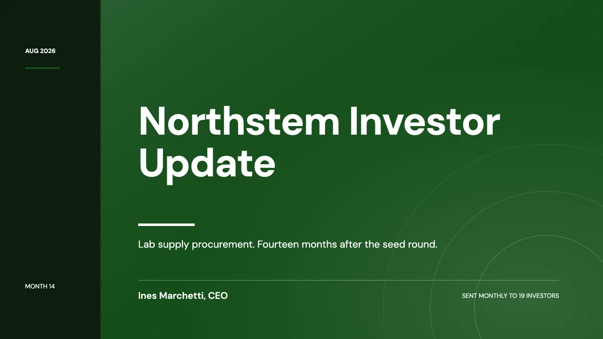 Investor update example made with OneCraft