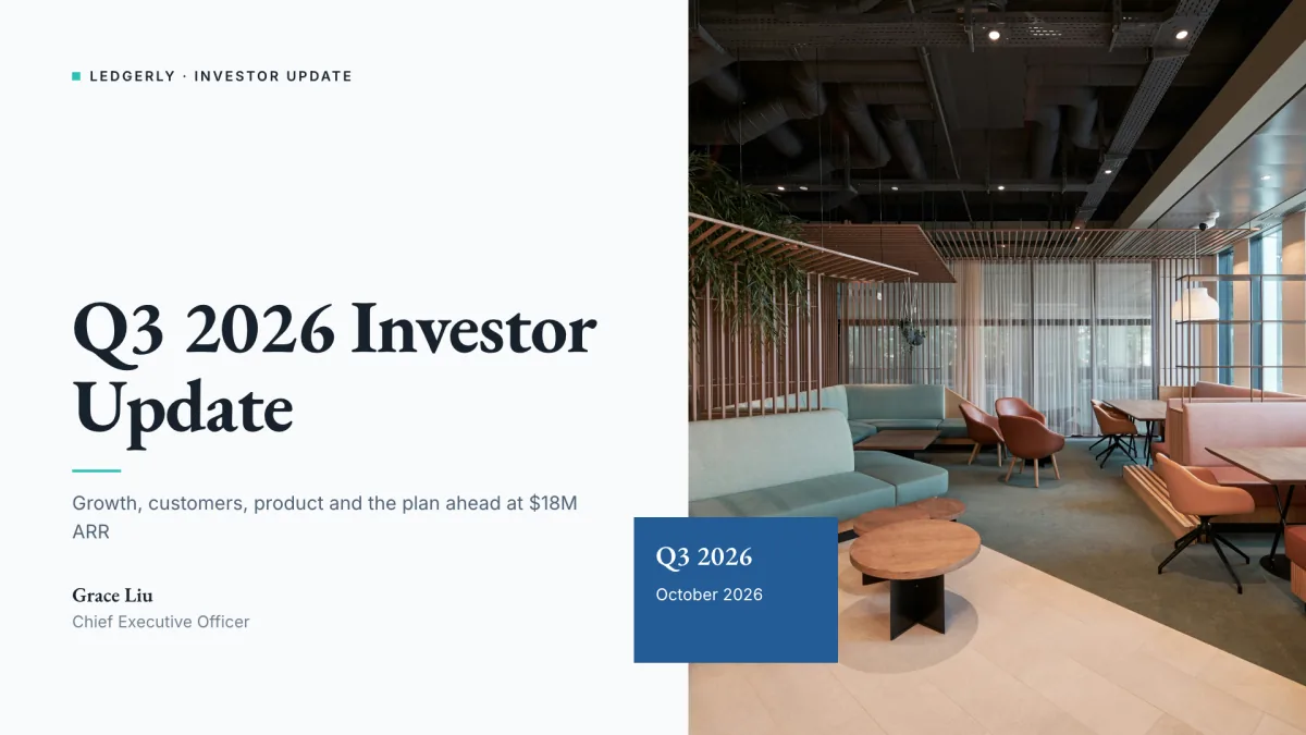 Investor update example made with OneCraft