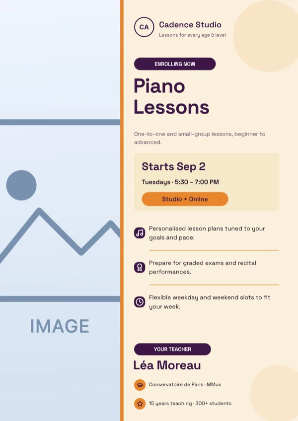 Cadence, Music Lessons Class flyer template