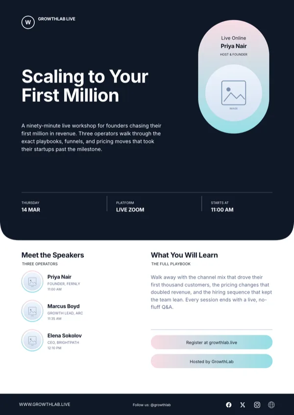 Coral Online Business Webinar Flyer flyer template