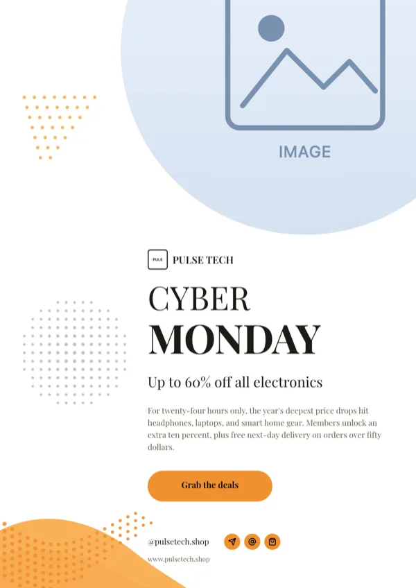 Cyber Monday, Halftone Sale Poster flyer template