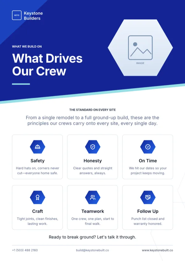 Dayax, Construction Core Values flyer template