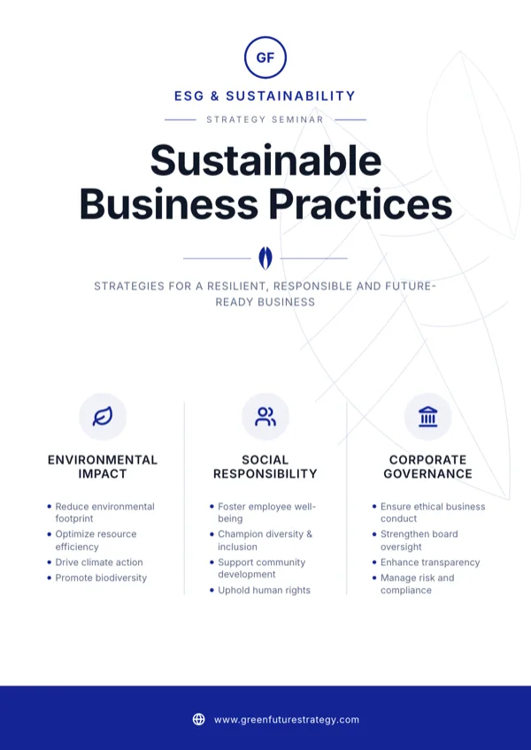 ESG, Sustainable Business Practices flyer template