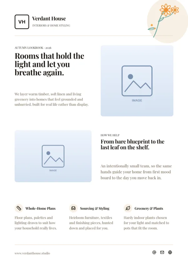 Floral Editorial Interior Design Flyer flyer template