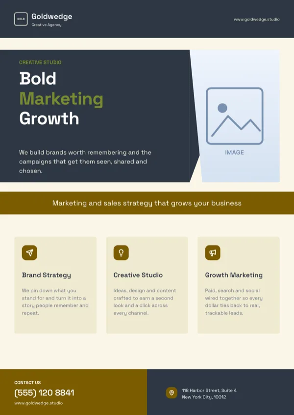 Goldwedge, Marketing Agency, A4 Portrait flyer template