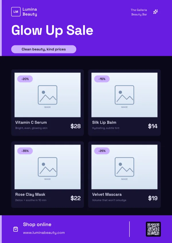 Lumina, Beauty Sale Grid flyer template