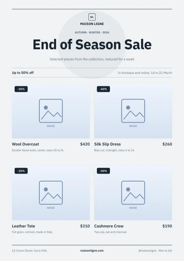 Maison Ligne, Editorial Sale Lookbook flyer template