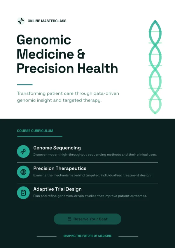 Precision Medicine Masterclass, A4 Portrait flyer template
