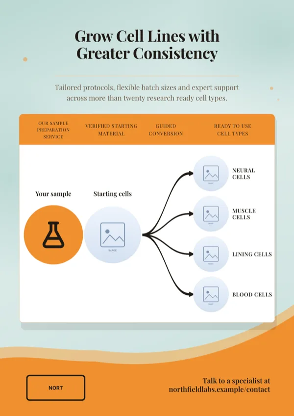 Process Flow Four Outputs flyer template