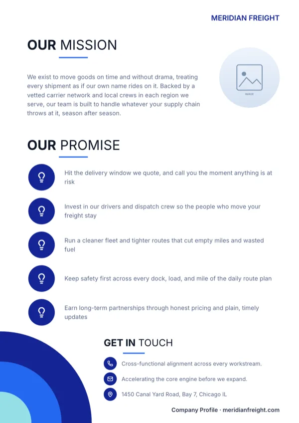 Profile, Mission & Promise flyer template