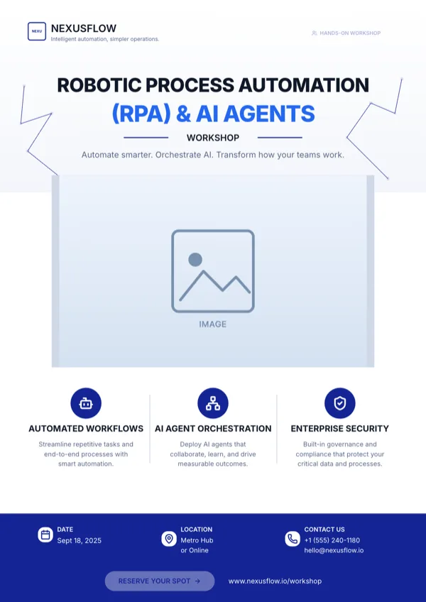 RPA & AI Agents Workshop, A4 Portrait flyer template