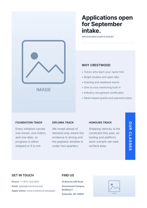 Scholar, Open Admission Page flyer template