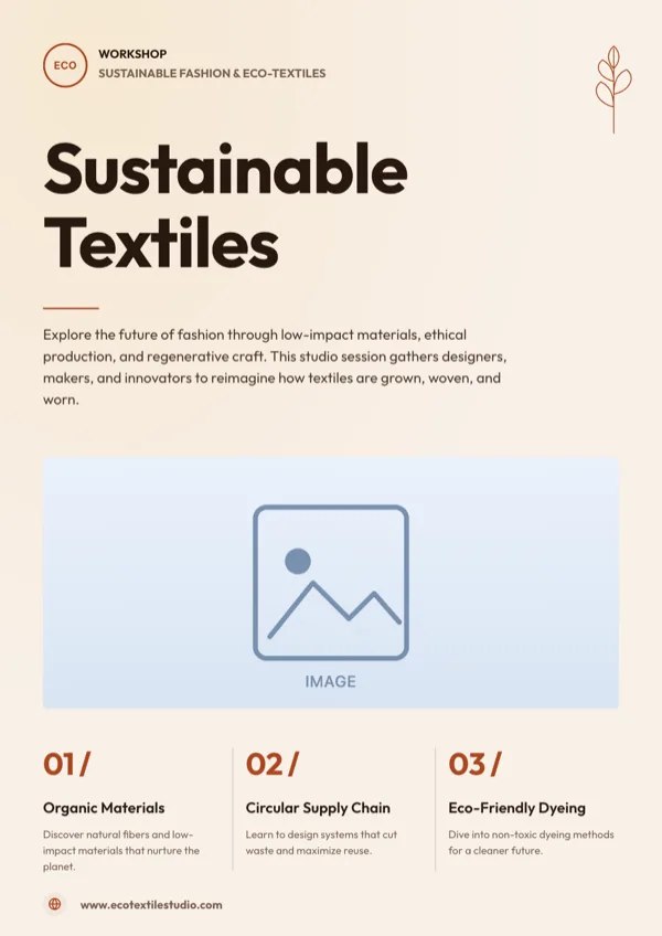 Sustainable Fashion, Eco Textiles Workshop flyer template
