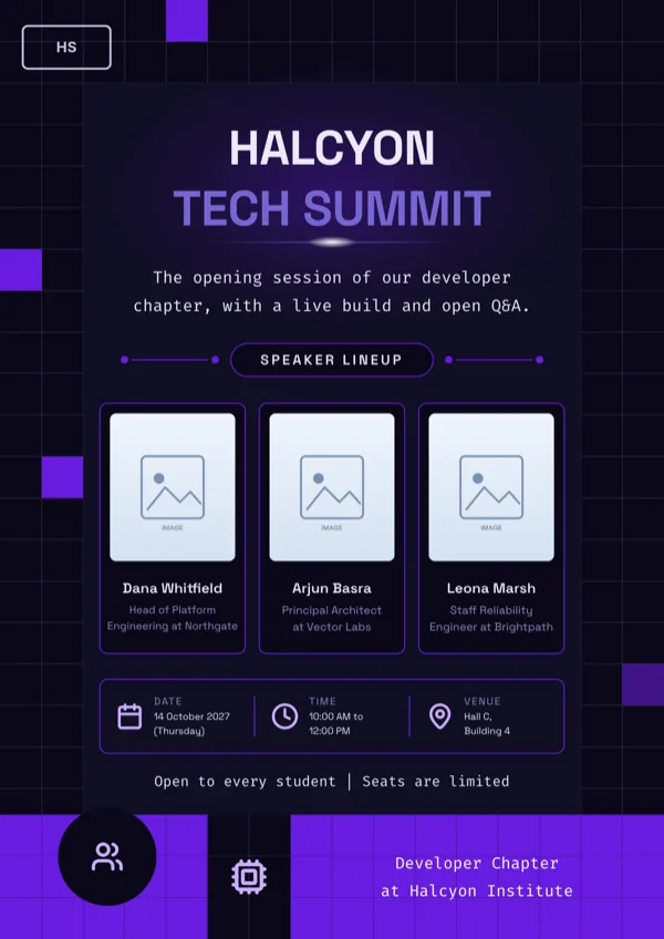 Tech Event Speaker Lineup flyer template