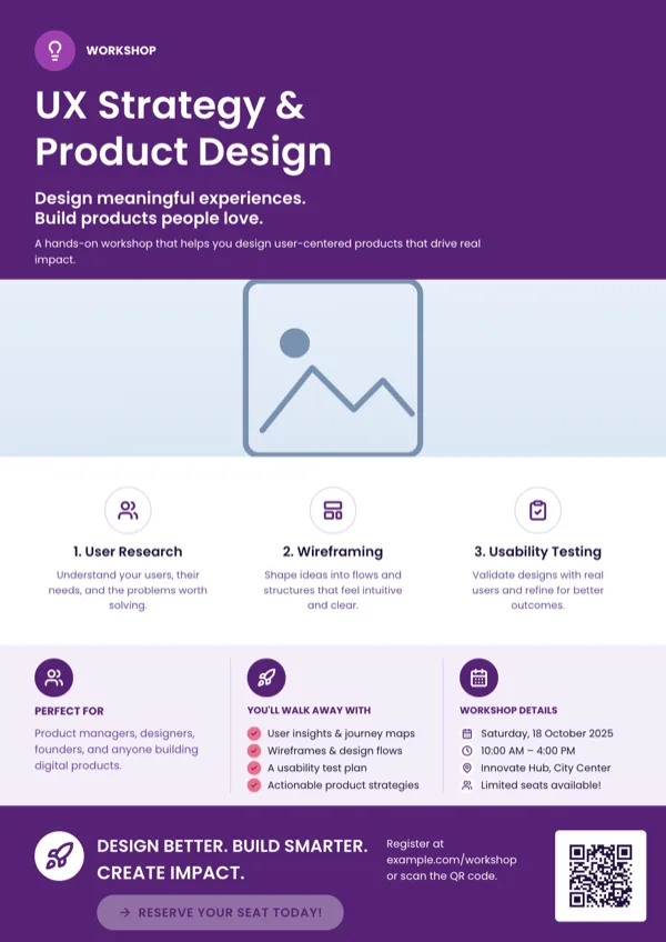 UX Strategy, Product Workshop, A4 Portrait flyer template