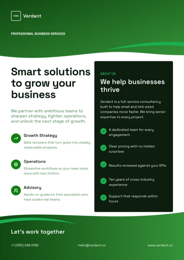 Verdant, Business Services Flyer flyer template