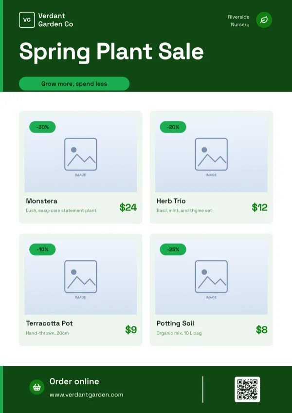Verdant, Garden Sale Grid flyer template