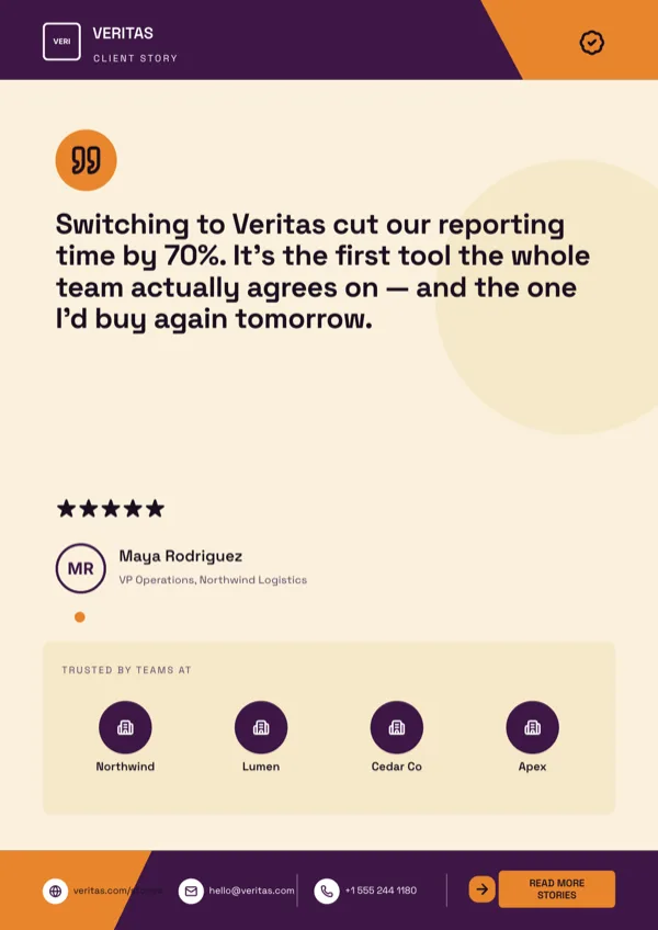 Veritas, Client Pull-Quote flyer template