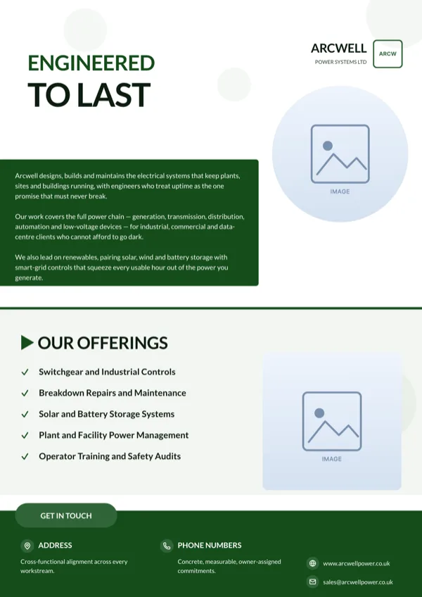 Voltbridge, Power Engineering Offerings flyer template