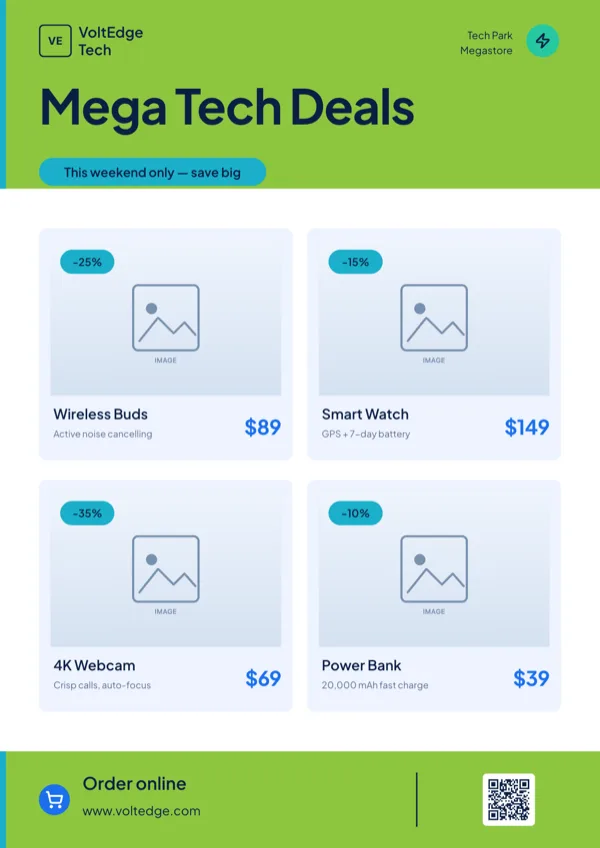 VoltEdge, Electronics Deals Grid flyer template
