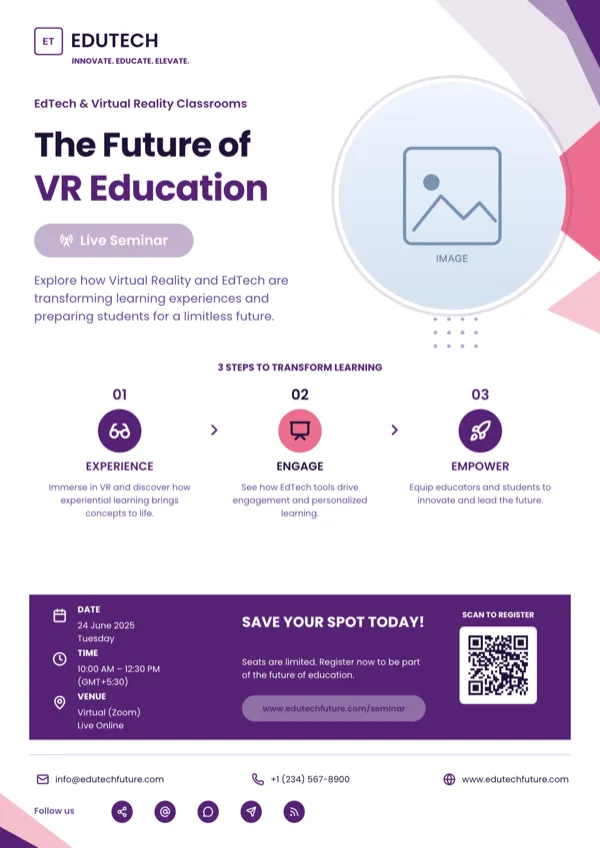 VR Classrooms Seminar, A4 Portrait flyer template