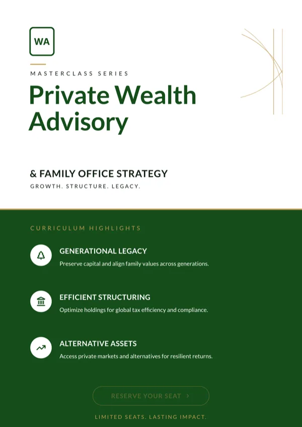 Wealth Advisory, Masterclass, A4 Portrait flyer template