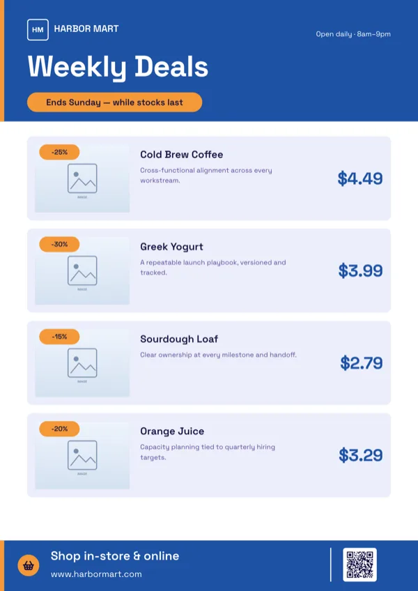 Weekly Deals, Product List flyer template