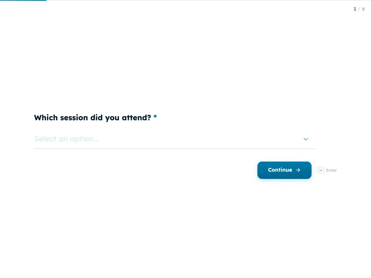 The Training feedback template as a respondent sees it, first question