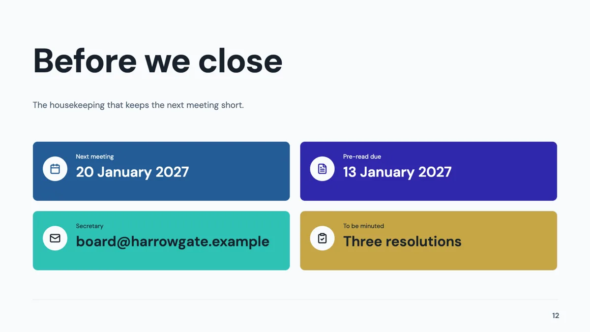 Closing: Contact Grid Four slide template