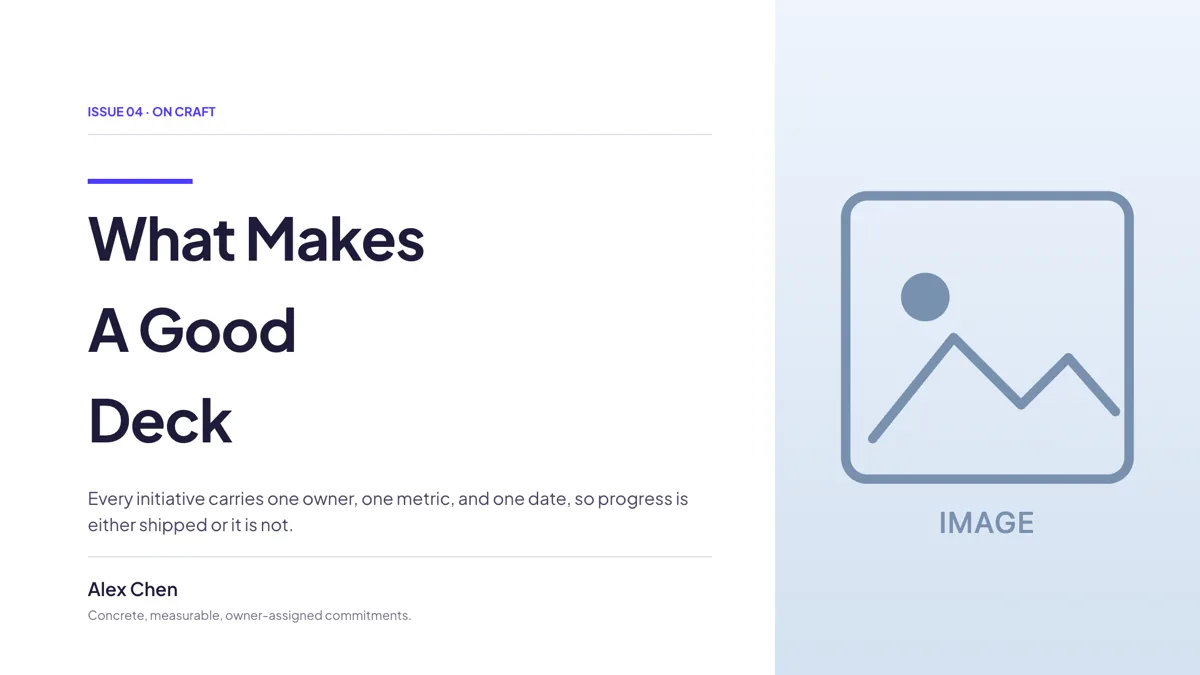 Cover: Editorial Accent Title + Side Image slide template