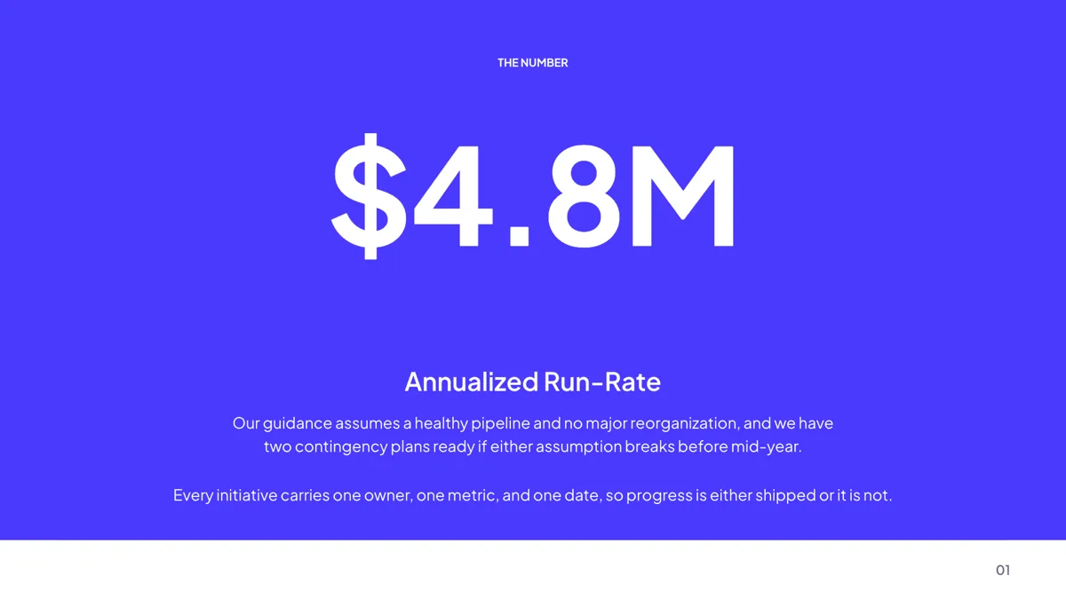 Metrics: Single Hero Number slide template