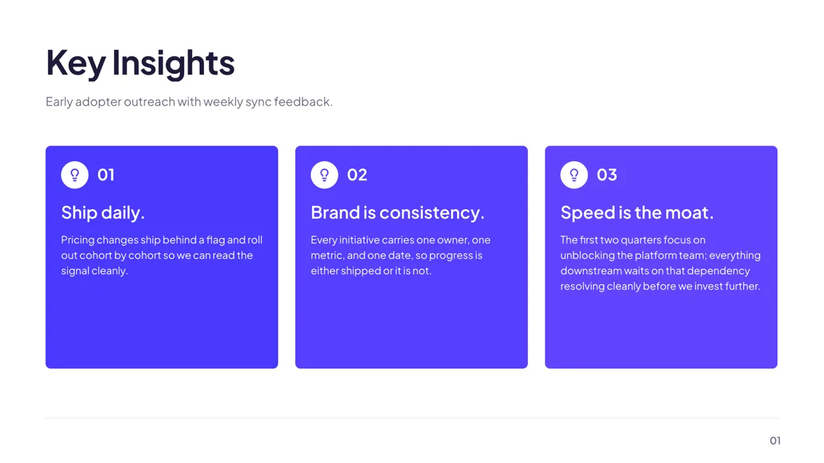 Takeaway: 3 Numbered Key Insights slide template