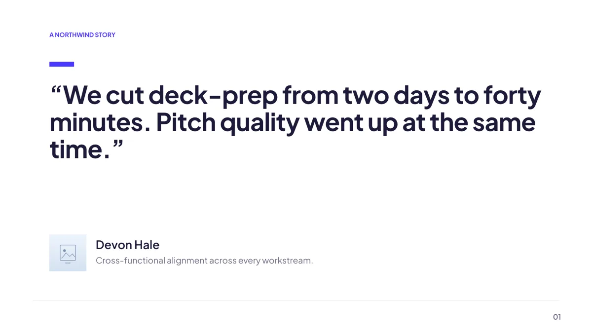 Testimonial: Single Hero Quote slide template